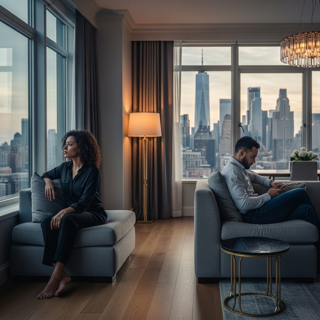 Image of couple in Manhattan struggling with no intimacy in their relationship