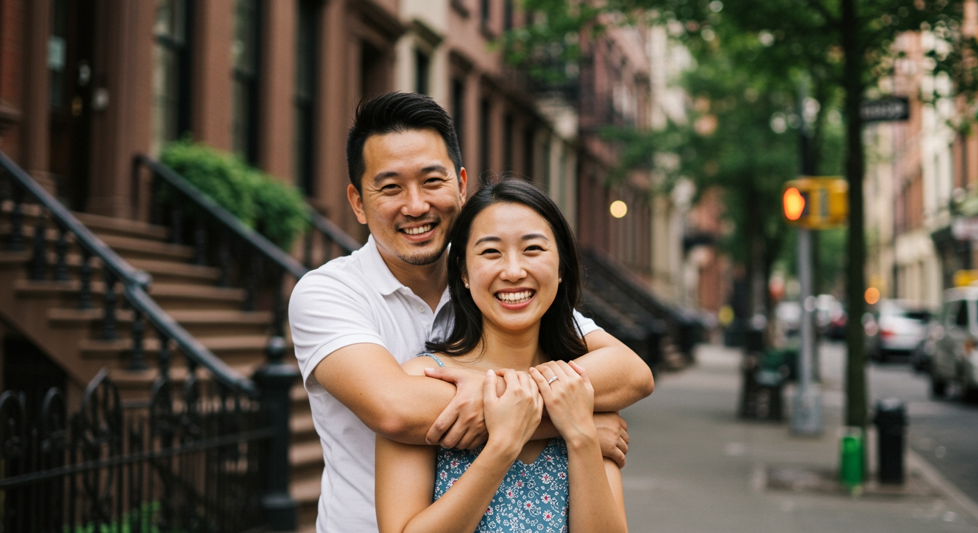 Image of an Asian couple in New York City finding the top rated Gottman therapist in NYC.