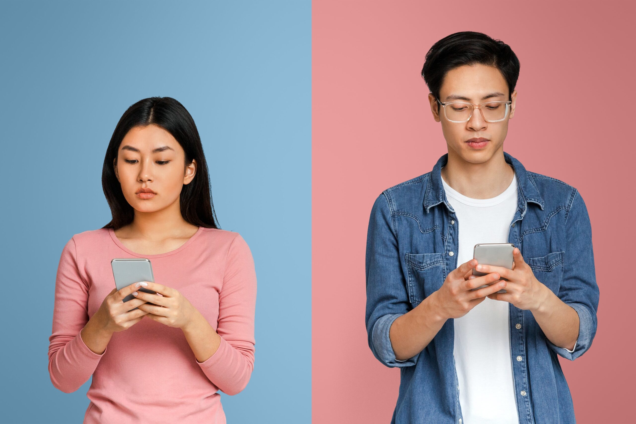 Two people silhouetted looking away with illuminated phones showing intimate text exchanges depicting how emotional affairs create distance.