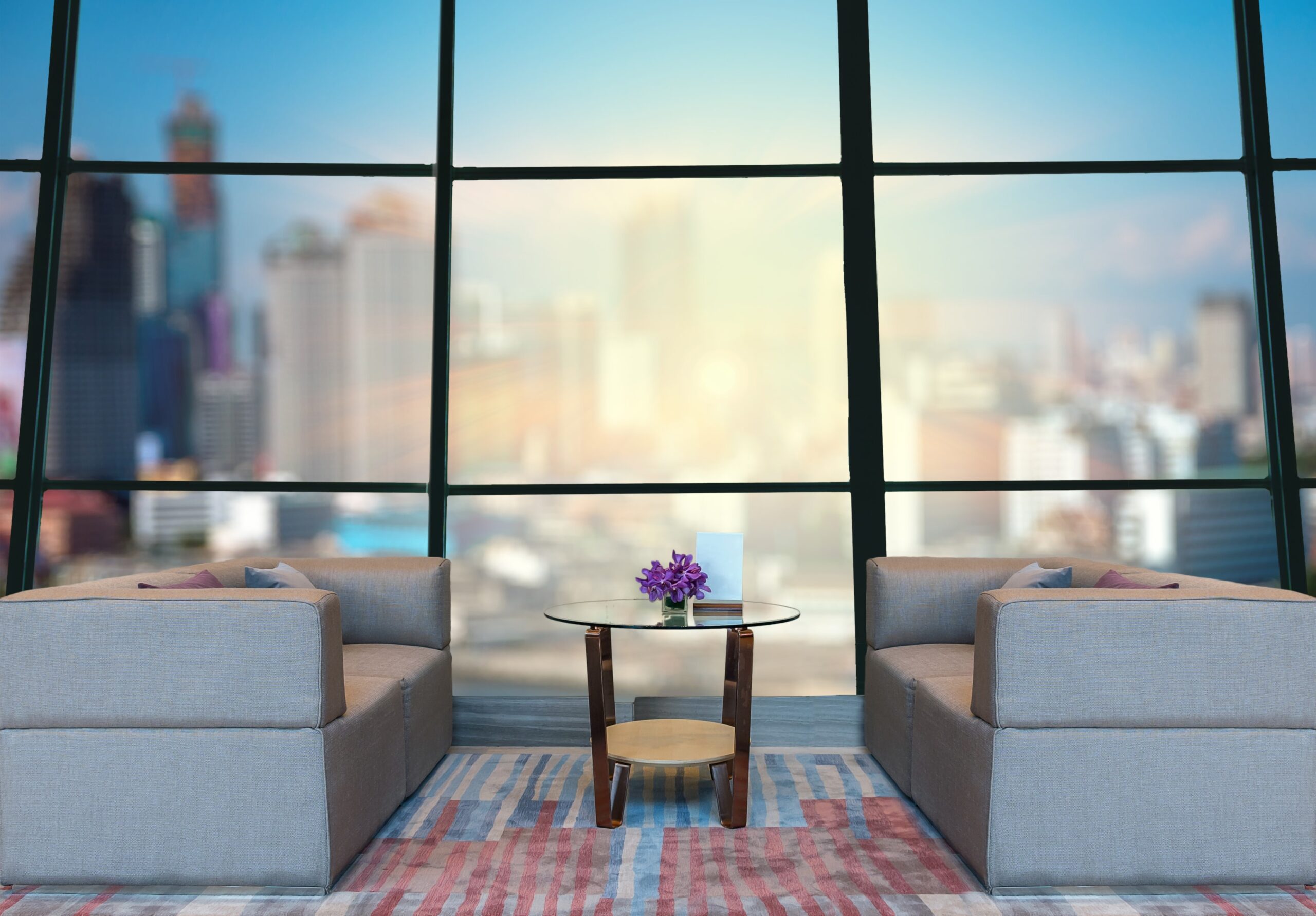 Manhattan couples therapy office with comfortable seating and skyline view where partners work with specialized therapists.