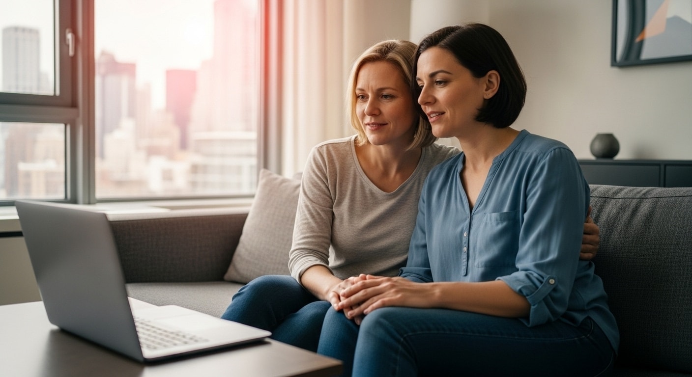 Manhattan couple in online gottman method couples therapy session learning four horsemen antidotes and relationship repair strategies.