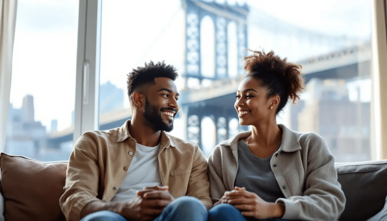 Couple in online Gottman Method therapy session in New York City
