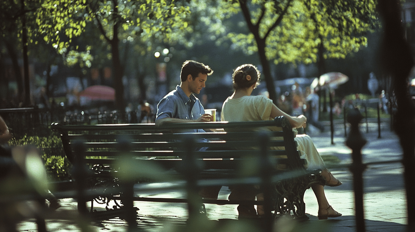 Couple walking through Central Park considering soft and hard reasons for divorce or therapy