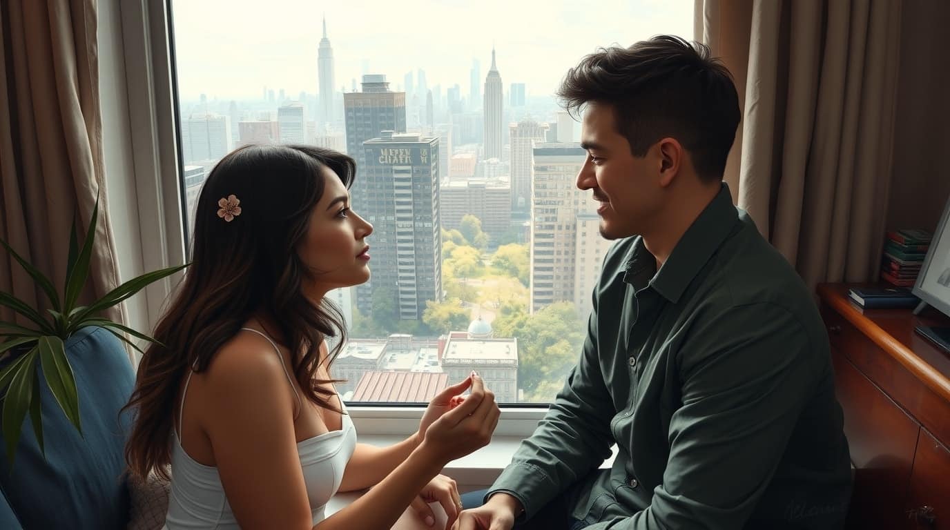 Image of Indian couple getting help with Gottman method in NYC online.